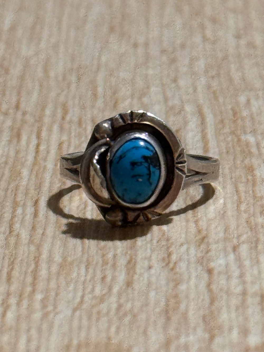 RARE Turquoise Vintage Celestial Eclipse Silver Ring